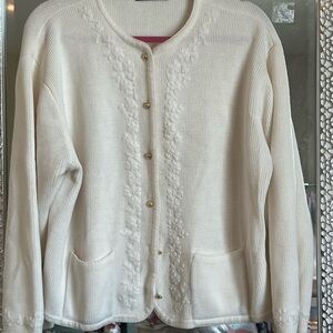 Classic Cream Knit Cardigan Sweater